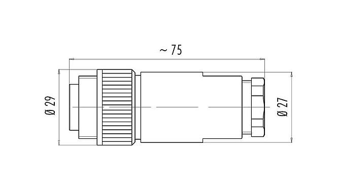 Dibujo a escala 99 4225 14 07 - RD24 Conector de cable macho, Número de contactos: 6+PE, 10,0-12,0 mm, sin blindaje, soldadura, IP67, UL, ESTI+, VDE, PG 13,5