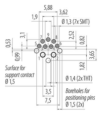 Disposición del conductor 86 7047 0000 00009 - M12 Enchufe integrado, Número de contactos: 2+7, soldadura, IP67 enchufado y bloqueado, Montaje frontal