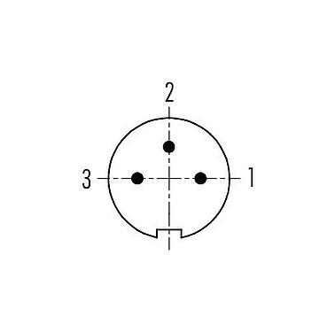 Disposición de los contactos (lado de la conexión) 99 0975 100 03 - Bayoneta Conector de cable macho, Número de contactos: 3, 3,0-4,0 mm, sin blindaje, soldadura, IP40