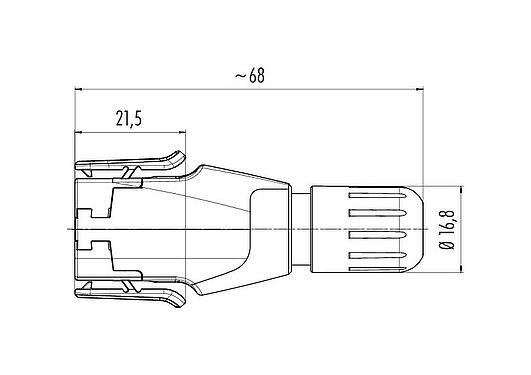 Dibujo a escala 99 1721 102 12 - Snap-In Conector de cable macho, Número de contactos: 12, 4,0-6,0 mm, sin blindaje, soldadura, IP54