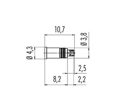 Dibujo a escala 09 3111 71 04 - M5 Enchufe integrado, Número de contactos: 4, sin blindaje, soldadura, IP67, para tubo M5