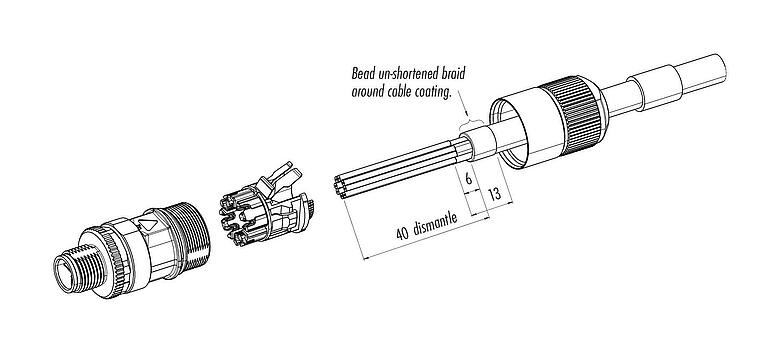 Instrucción de montaje 99 3788 810 08 - M12 Conector de cable hembra, Número de contactos: 8, 5,5-9,0 mm, blindable, IDC, IP67