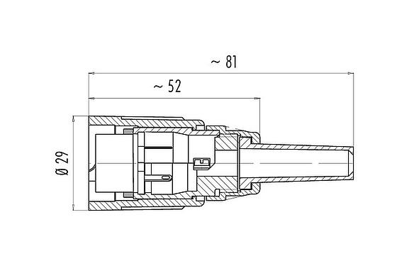 Dibujo a escala 09 0056 00 03 - Bayoneta Conector de cable hembra, Número de contactos: 3, 5,0-8,0 mm, blindable, soldadura, IP40