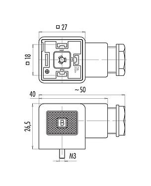 Dibujo a escala 43 1772 006 04 - Conector hembra de potencia, Número de contactos: 3+PE, 6,0-8,0 mm, sin blindaje, tornillo extraíble, IP40 sin junta, VDE, ESTI+, PG 9