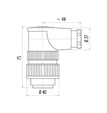 Dibujo a escala 99 0709 73 05 - RD30 Conector macho en ángulo, Número de contactos: 4+PE, 14,0-18,0 mm, sin blindaje, tornillo extraíble, IP65, ESTI+, VDE