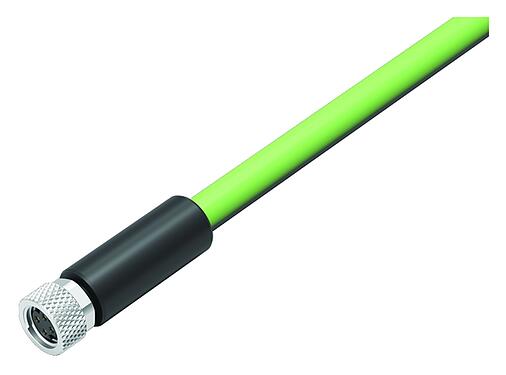 Ilustración 77 5430 0000 50704-0500 - M8 Conector de cable hembra, Número de contactos: 4, blindado, moldeado en el cable, IP67, Profinet/Ethernet CAT5e, PUR, verde, 4 x AWG 22, 5 m