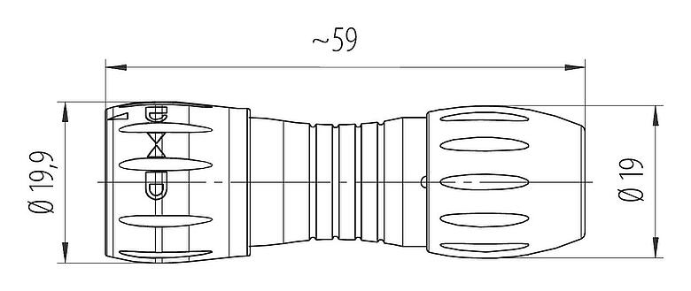 Dibujo a escala 99 0771 462 08 - Bayoneta Conector de cable macho, Número de contactos: 8, 6,0-8,0 mm, sin blindaje, soldadura, IP67 (cuando también está desenchufado)