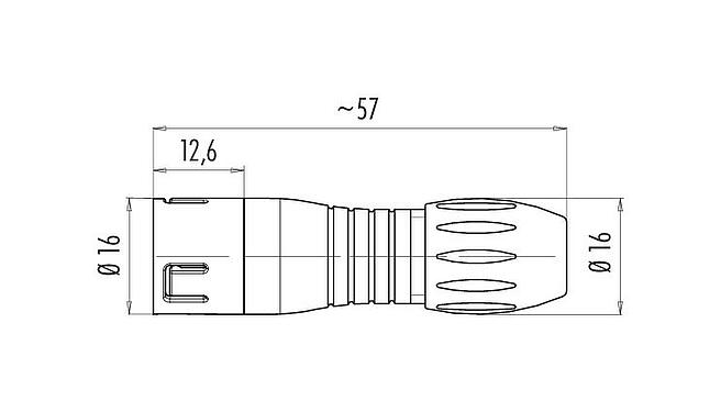 Dibujo a escala 99 9125 450 08 - Snap-In Conector de cable macho, Número de contactos: 8, 4,0-6,0 mm, sin blindaje, soldadura, IP67