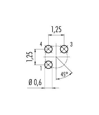 Disposición del conductor 09 3105 81 03 - M5 Enchufe de brida, Número de contactos: 3, sin blindaje, THT, IP67, M5x0,5, Montaje en pared