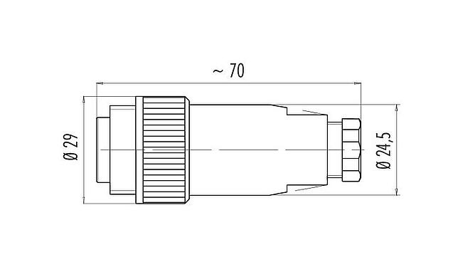 Dibujo a escala 99 4225 00 07 - RD24 Conector de cable macho, Número de contactos: 6+PE, 6,0-9,0 mm, sin blindaje, soldadura, IP67, UL, ESTI+, VDE, PG 9