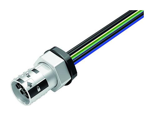 Ilustración 09 6122 250 06 - Bayoneta Toma de brida, Número de contactos: 6, blindable, hilos, IP66/IP67, UL 2237, M20x1,5, Montaje frontal