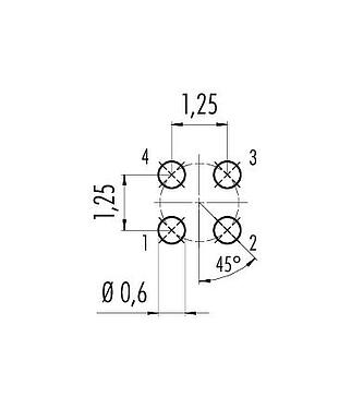 Disposición del conductor 09 3111 81 04 - M5 Enchufe de brida, Número de contactos: 4, sin blindaje, THT, IP67, M5x0,5, Montaje en pared