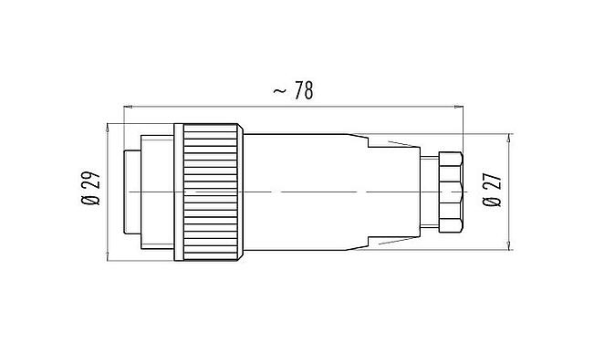 Dibujo a escala 99 4225 110 07 - RD24 Conector de cable macho, Número de contactos: 6+PE, 8,0-10,0 mm, sin blindaje, soldadura, IP67, UL, ESTI+, VDE, PG 11