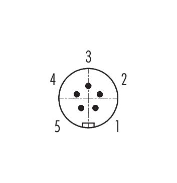 Disposición de los contactos (lado de la conexión) 99 9213 050 05 - Snap-In Conector de cable macho, Número de contactos: 5, 3,5-5,0 mm, sin blindaje, soldadura, IP67, UL 2238